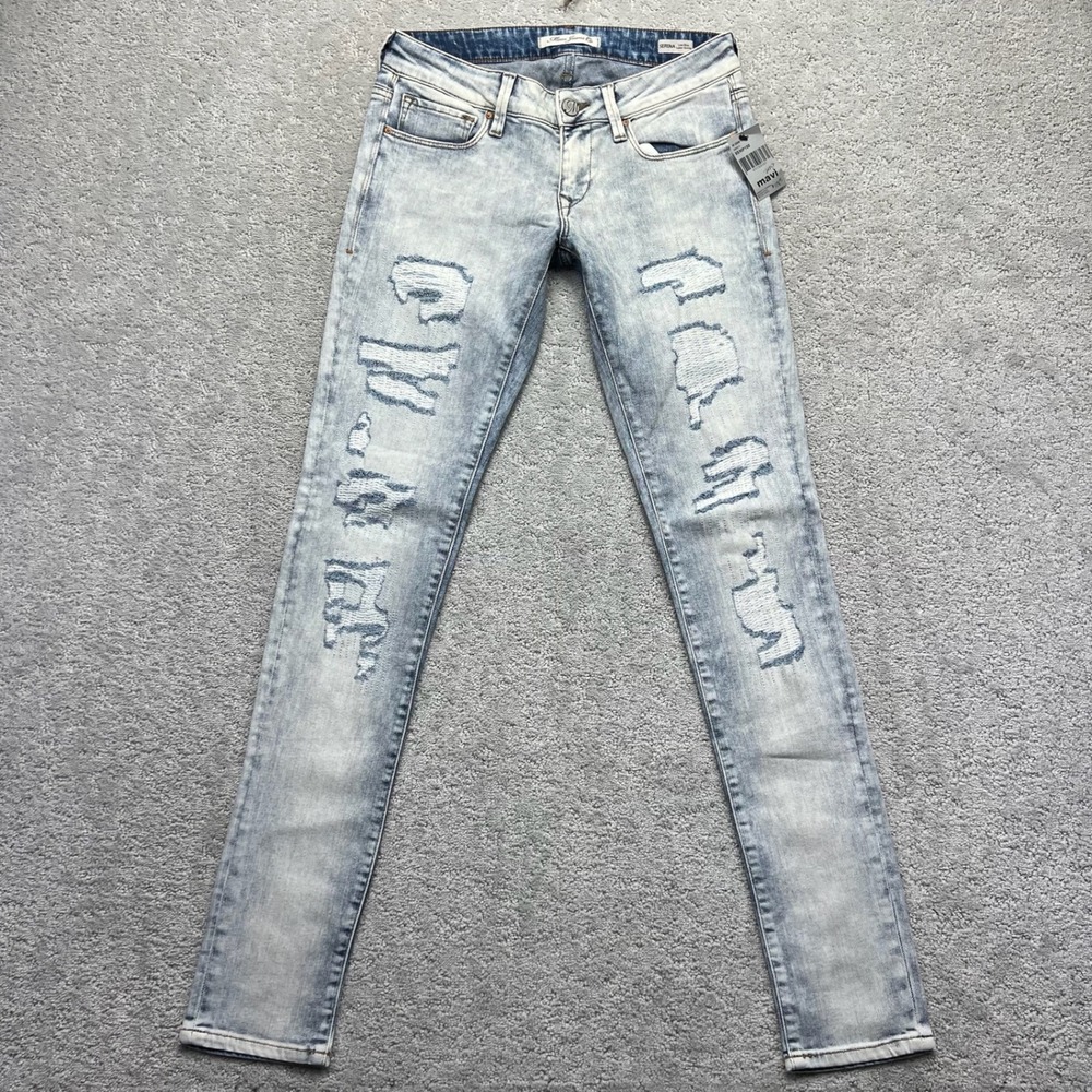 Mavi Jeans Women 26 Blue Acid Wash Denim Serena Low Rise Super Skinny Distressed